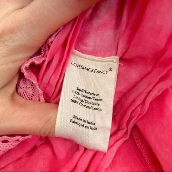 LoveShackFancy Hot Pink Tie Dye Ruffle Mini Skirt, Size Large - Picture 7 of 9